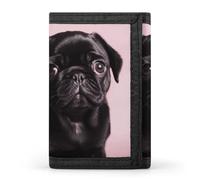 DWTJKMS Carino nero carlino portafoglio minimalista uomo sottile tre volte portafogli moda moderno portafoglio antifurto porta carte e contanti