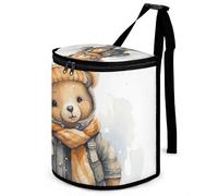 DWTJKMS Carino Orso Pattumiera Auto con Coperchio Grande Capacità Appeso Auto Pattumiera A Prova di Perdite Impermeabile Pattumiera Auto Must Haves Accessori Interni