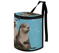 DWTJKMS Carino Otters Pattumiera per auto con coperchio Grande capacità Appeso Auto Trash Bin a prova di perdite Impermeabile Pattumiera Auto Must Haves Accessori per interni