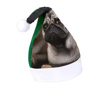 DWTJKMS Carino Pet Pug Santa Hat Classico Pelliccia Cappello di Natale Addensare Natale Party Hat con Paillettes Divertente Vacanza Inverno