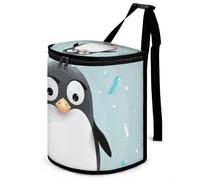 DWTJKMS Carino Pinguino Auto Cestino Con Coperchio Grande Capacità Appeso Cestino Auto A Prova di Perdite Impermeabile Cestino Auto Must Haves Accessori Interni