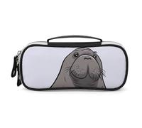 DWTJKMS Carino Tricheco In Pelle Trucco Borsa Portatile Piccolo Organizzatore Cosmetico Impermeabile Toiletry Borse Pennelli Matite E Viaggio Trucco Accessori