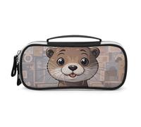 DWTJKMS Cartoon Carino Lontra Sacchetto di Trucco In Pelle Portatile Piccolo Organizzatore Cosmetico Impermeabile Toiletry Borse Pennelli Matite E Viaggio Make Up Accessori
