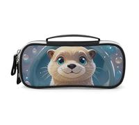 DWTJKMS Cartoon Carino Lontra Sacchetto di Trucco In Pelle Portatile Piccolo Organizzatore Cosmetico Impermeabile Toiletry Borse Pennelli Matite E Viaggio Make Up Accessori
