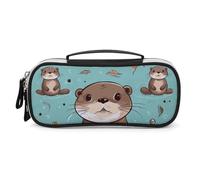 DWTJKMS Cartoon Carino Lontra Sacchetto di Trucco In Pelle Portatile Piccolo Organizzatore Cosmetico Impermeabile Toiletry Borse Pennelli Matite E Viaggio Make Up Accessori