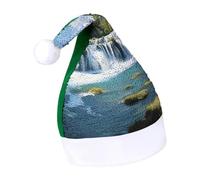 DWTJKMS Cascate sul fiume Krka Cappello di Babbo Natale classico cappello di pelliccia cappello di Natale spesso cappello di Natale con paillettes divertente vacanza invernale