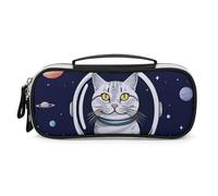 DWTJKMS Cat in Spacess Borsa per il trucco in pelle portatile Piccolo organizzatore cosmetico impermeabile Borse da toilette Pennelli Matite E Accessori per il trucco da viaggio