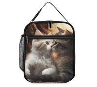 DWTJKMS Cat Kiss - Borsa termica per il pranzo, a prova di perdite, per uomini e donne, con manico, riutilizzabile, per ufficio, lavoro, picnic