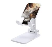DWTJKMS Cat Kiss - Supporto per telefono cellulare, pieghevole, regolabile in altezza, portatile, adatto a tutti gli smartphone, colore: bianco