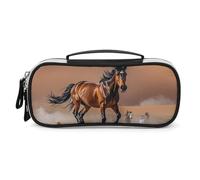 DWTJKMS Cavalli che corrono nel deserto tempesta borsa per il trucco in pelle portatile piccolo organizzatore cosmetico impermeabile borse da toilette pennelli matite e accessori per il trucco da