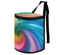 DWTJKMS Cestino per auto a spirale colorato arcobaleno con coperchio Grande capacità da appendere Pattumiera automatica a prova di perdite impermeabile cestino per auto accessori per interni