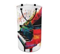 DWTJKMS Cesto portabiancheria colorato con tastiera e pianoforte, pieghevole, con manici facili da trasportare, grande cesto portaoggetti per lavanderia, dormitorio e famiglia