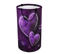 DWTJKMS Cesto portabiancheria con cuori viola, pieghevole, con manici per il trasporto, grande cesto portaoggetti per lavanderia, dormitorio, famiglia