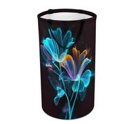 DWTJKMS Cesto portabiancheria con fiori fluo, pieghevole, con manici facili da trasportare, grande cesto portaoggetti per lavanderia, dormitorio, famiglia