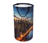 DWTJKMS Cesto portabiancheria con paesaggio di New York, cesto pieghevole per vestiti sporchi, con manici per il trasporto, grande cesto portaoggetti per lavanderia, dormitorio, famiglia