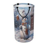 DWTJKMS Cesto portabiancheria con pupazzo di neve, pieghevole, con manici per il trasporto, grande cesto portaoggetti per lavanderia, dormitorio, famiglia