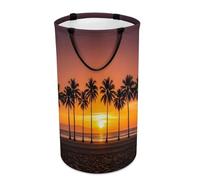 DWTJKMS Cesto portabiancheria da spiaggia con tramonto tropicale, cesto pieghevole per vestiti sporchi, con manici per il trasporto, grande cesto portaoggetti per lavanderia, dormitorio, famiglia