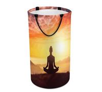 DWTJKMS Cesto portabiancheria per meditazione yoga, pieghevole, con manici facili da trasportare, grande cesto portaoggetti per lavanderia, dormitorio, famiglia