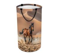DWTJKMS Cesto portabiancheria pieghevole con cavalli che corrono nel deserto, con manici facili da trasportare, grande cesto portaoggetti per lavanderia, dormitorio, famiglia