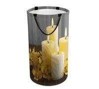 DWTJKMS Cesto portabiancheria pieghevole con farfalle gialle con candele bianche, cesto per vestiti sporchi con manici per il trasporto, grande cesto portaoggetti per lavanderia, dormitorio, famiglia