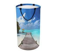 DWTJKMS Cesto portabiancheria pieghevole per vacanze alle Maldive, con manici facili da trasportare, grande cesto portaoggetti per lavanderia, dormitorio, famiglia