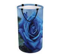 DWTJKMS Cesto portabiancheria romantico con rose blu, pieghevole, con manici per il trasporto, grande cesto portaoggetti per lavanderia, dormitorio, famiglia