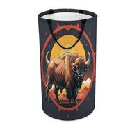 DWTJKMS Cesto portabiancheria Wild American Bison Mountains, pieghevole, con manici facili da trasportare, grande cesto portaoggetti per lavanderia, dormitorio e famiglia