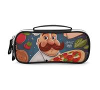 DWTJKMS Chef Pizza Sacchetto di Trucco In Pelle Portatile Piccolo Organizzatore Cosmetico Impermeabile Toiletry Borse Pennelli Matite E Viaggio Trucco Accessori