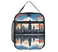 DWTJKMS Chicago Skyline - Borsa termica per il pranzo, a prova di perdite, per uomini e donne, con manico, riutilizzabile, per ufficio, lavoro, picnic