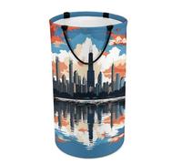 DWTJKMS Chicago Skyline - Cesto portabiancheria pieghevole con manici per il trasporto, grande cesto portaoggetti per lavanderia, dormitorio, famiglia