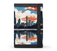 DWTJKMS Chicago Skyline portafoglio minimalista da uomo sottile triplo portafoglio moderno moda portafoglio antifurto porta carte e contanti
