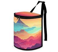 DWTJKMS Color Mountain Gradient Car Trash Can con coperchio Grande capacità Appeso Auto Trash Bin a prova di perdite Impermeabile Pattumiera Auto Must Haves Accessori interni