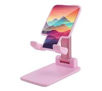 DWTJKMS Color Mountain - Supporto per telefono cellulare con doppia piegatura, regolabile in altezza, supporto portatile per cellulare da scrivania, adatto a tutti gli smartphone, colore: rosa