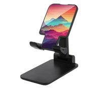 DWTJKMS Color Mountain - Supporto per telefono cellulare con doppia piegatura, regolabile in altezza, supporto portatile per cellulare da scrivania, adatto a tutti gli smartphone, colore: nero