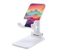 DWTJKMS Color Mountain - Supporto per telefono cellulare con doppia piegatura, regolabile in altezza, supporto portatile per cellulare, supporto da tavolo per tutti gli smartphone, colore: bianco