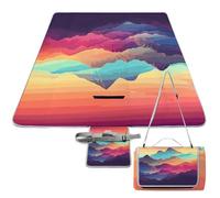 DWTJKMS Color Mountain, tappetino da picnic gradiente, pieghevole, impermeabile, con borsa per la spesa, grande tappetino da picnic all'aperto, 147,3 x 147,3 cm, coperta da campeggio per spiaggia