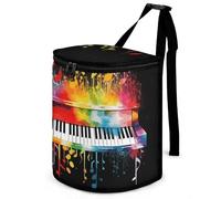 DWTJKMS Colorato Tastiera Pianoforte Nota Musicale Cestino Auto con Coperchio Grande Capacità Appeso Auto Trash Bin A Prova di Perdita Impermeabile Pattumiera Auto Must Haves Accessori Interni