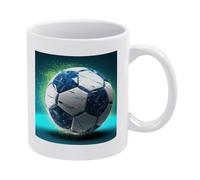 DWTJKMS Cool Soccer Ball Tazza da caffè in ceramica bianca con manico in porcellana novità tazza stampa modello tazza da tè carino tazza da latte divertente tazze da caffè per uomini donne lavabile in