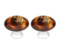 DWTJKMS Cool Tiger in Flame Maniglie per armadietti colorati Pomelli per cassetti Solidi Maniglie per cassetti adatte per comò mobili da cucina porte armadio cassetti