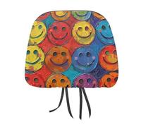 DWTJKMS Copertura per poggiatesta auto colorata con faccina sorridente, regolabile, riutilizzabile, accessorio per interni auto, grazioso accessorio vintage per poggiatesta auto, 1 pezzo, per la