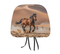 DWTJKMS Copertura per poggiatesta auto con cavalli che corrono nel deserto, 1 pezzo, regolabile, riutilizzabile, accessorio per sedile interno dell'auto, grazioso coprisedile vintage per poggiatesta