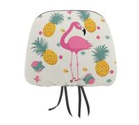 DWTJKMS Copertura per poggiatesta auto, con fenicottero e ananas, regolabile, riutilizzabile, accessorio per interni dell'auto, grazioso accessorio vintage per poggiatesta auto, 1 pezzo, per la