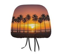 DWTJKMS Copertura per poggiatesta auto con tramonto tropicale, 1 pezzo, regolabile, riutilizzabile, accessorio per interni auto, grazioso accessorio vintage per poggiatesta auto, per la maggior parte