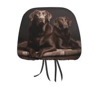 DWTJKMS Copertura per poggiatesta auto, motivo labrador retriever, regolabile, riutilizzabile, accessorio per interni dell'auto, in stile vintage, per la maggior parte delle auto, colore: marrone, 1