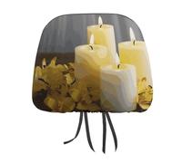 DWTJKMS Copertura per poggiatesta auto, regolabile, riutilizzabile, per interni auto, motivo farfalla gialla con candele bianche, 1 pezzo, accessori per interni auto, protezione per poggiatesta auto