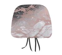 DWTJKMS Copertura per poggiatesta auto, regolabile, riutilizzabile, per interni auto, motivo marmo, colore oro rosa, 1 pezzo, accessori per sedili interni auto, carino, vintage, protezione per