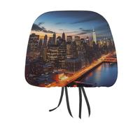 DWTJKMS Copertura per poggiatesta auto, regolabile, riutilizzabile, per interni auto, motivo paesaggio di New York, 1 pezzo, accessori per sedili interni auto, stile vintage, per la maggior parte