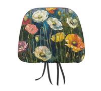 DWTJKMS Copertura per poggiatesta auto, regolabile, riutilizzabile, per interni auto, motivo piante verde scuro, 1 pezzo, accessori per sedili interni auto, carino, vintage, protezione per poggiatesta
