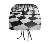DWTJKMS Copertura per poggiatesta auto, regolabile, riutilizzabile, per interni auto, motivo scacchiera, 1 pezzo, colore nero e bianco, accessori per sedili interni auto, carino, vintage, protezione
