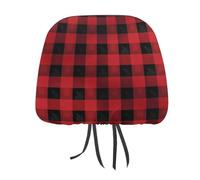DWTJKMS Copertura per poggiatesta auto, regolabile, riutilizzabile, per interni auto, motivo scozzese, 1 pezzo, colore rosso e nero, con motivo scozzese, protezione per poggiatesta auto, per la